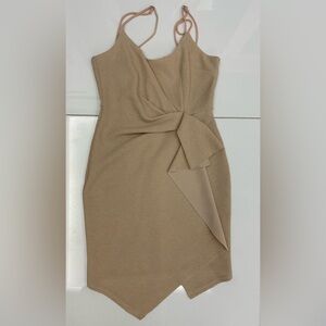 Selfie Leslie Asymmetrical Tan Dress